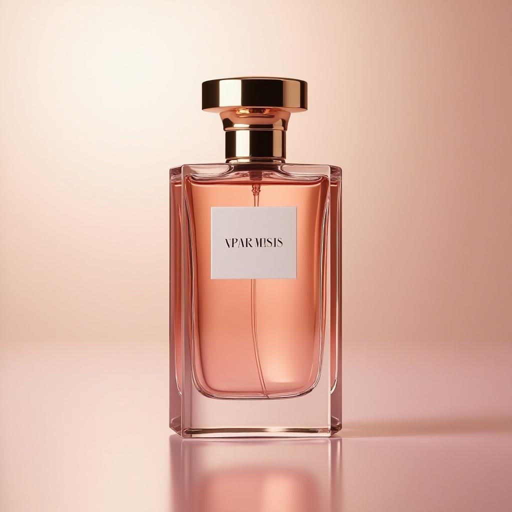 Design for women's perfume packaging with elegance and beauty features on the bottle.