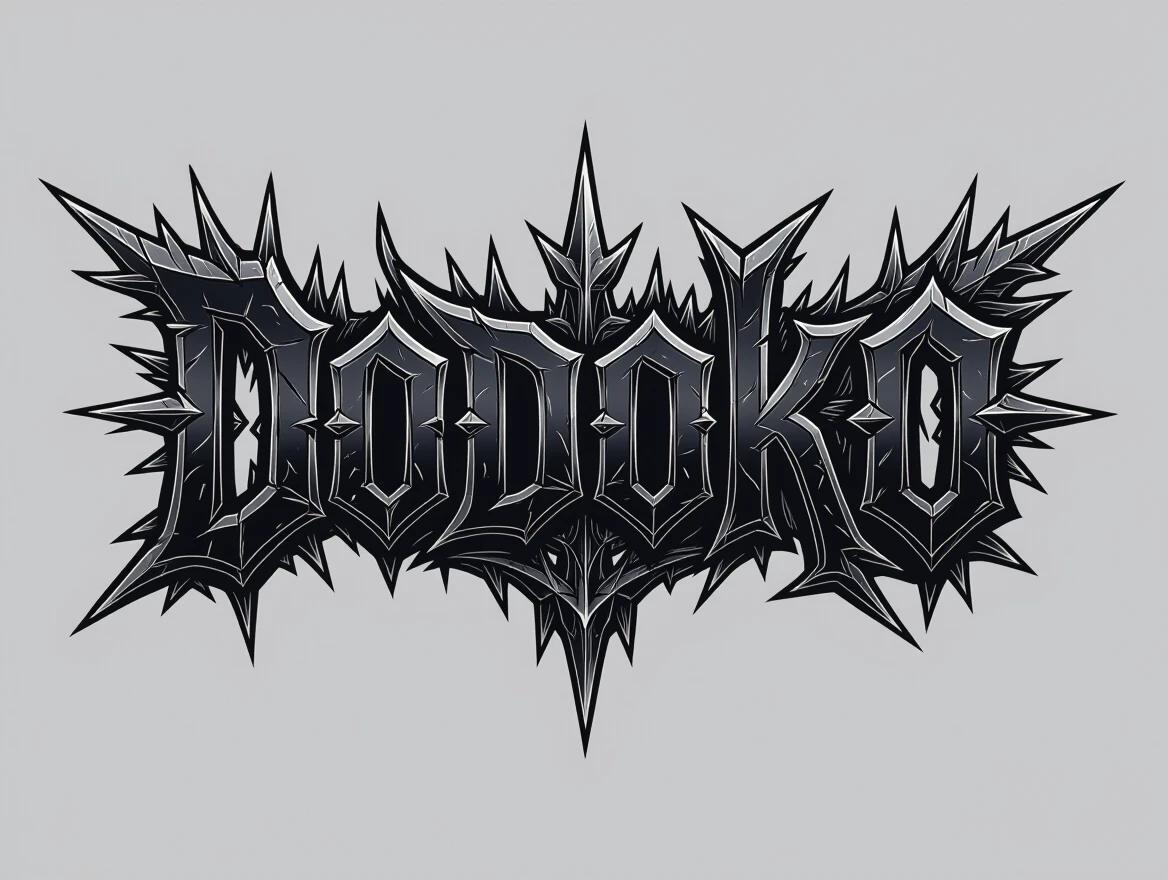 Text features sharp edges and spikes styled in black metal band logo format. Logo says 'Dodoko'. Image has no background. File type is PNG.