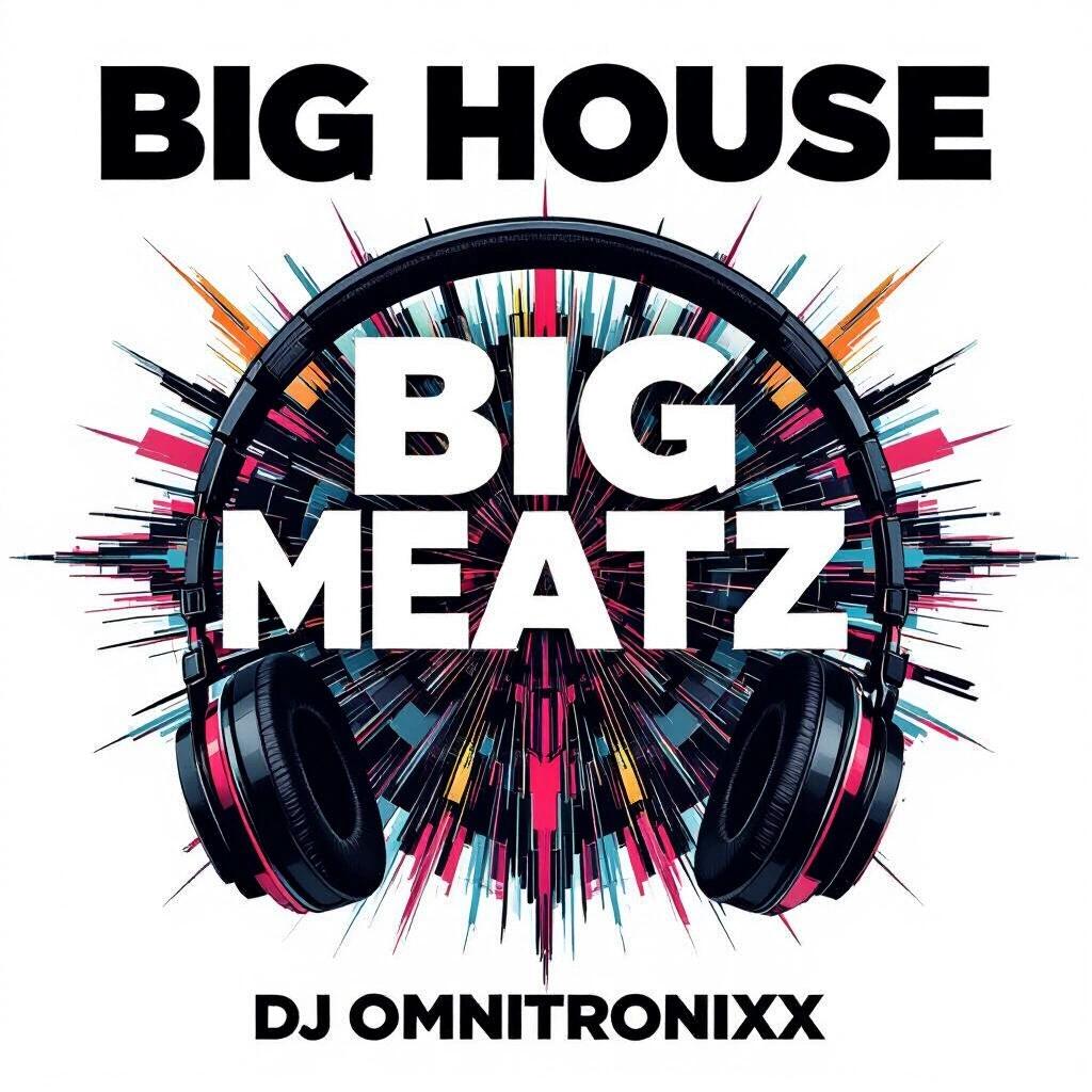 Complex artwork on a music album cover featuring bold graphics and text. Big House Beatz displayed prominently. DJ Omnitronixx name included.