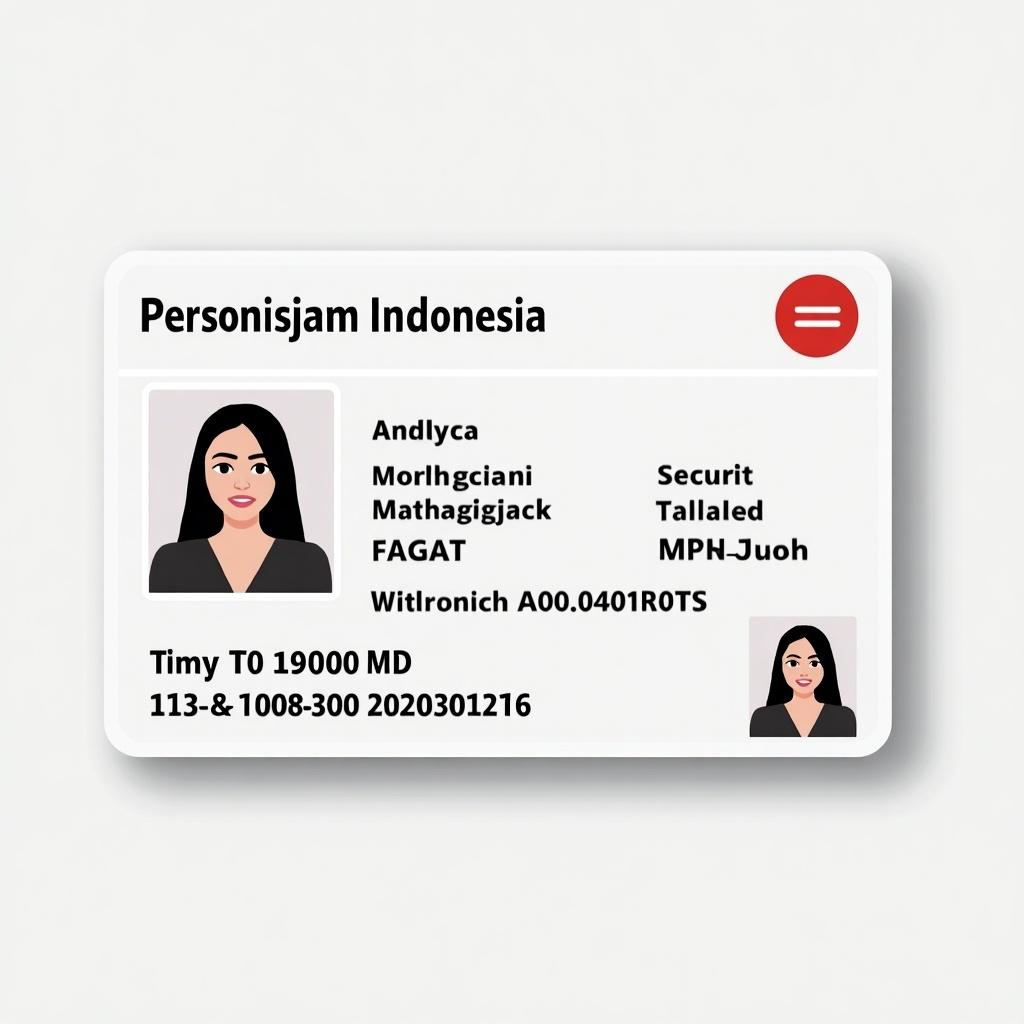 Generate a design for an Indonesian ID card. Include elements for personal identification and security features.