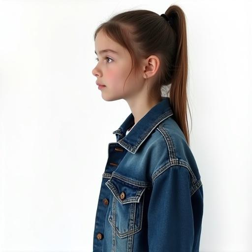 Image features a panoramic frame with a white background highlighting the characters. On the right a young girl about eight or nine years old. Her face illuminated with soft light. She has dark, straight hair. She wears a turquoise t-shirt with white polka dots and a dark denim overall. On the left lies a large Doberman, relaxed next to her. The dog's coat is black and brown, showing a tranquil demeanor. Both figures are in sharp focus, creating an intimate atmosphere.