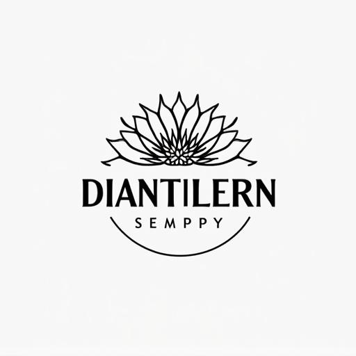 Minimalist monochrome logo for a candle shop. Clean modern sans-serif typeface. Stylized geometric sunflower icon. Elegant balanced design in a single color.