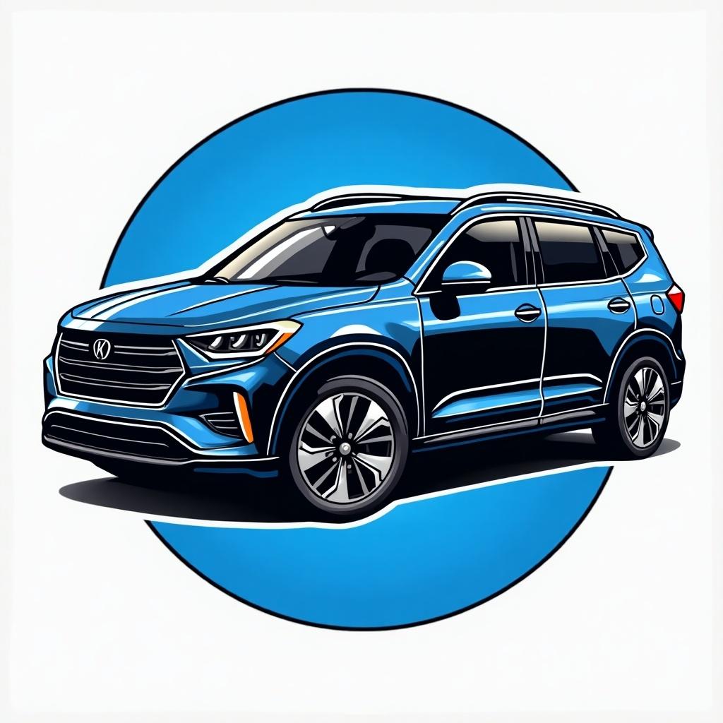 Logo in automotive field uses blue and black colors. Engaging design incorporates name 'Iran Car Stock'. Stylized blue car with dynamic features.