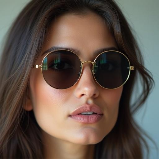 Individual wearing stylish glasses with a blurred background. Glasses are prominently displayed. Emphasize the significance of eyewear in modern fashion. Explore types of eyeglasses including sunglasses and spectacles. Show how glasses complement facial features.