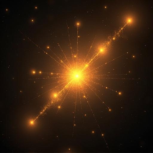 Connected lights form a bright star cluster in space showing cosmic elements