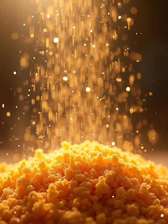 Bright colorful image of cereal grains falling over a bowl
