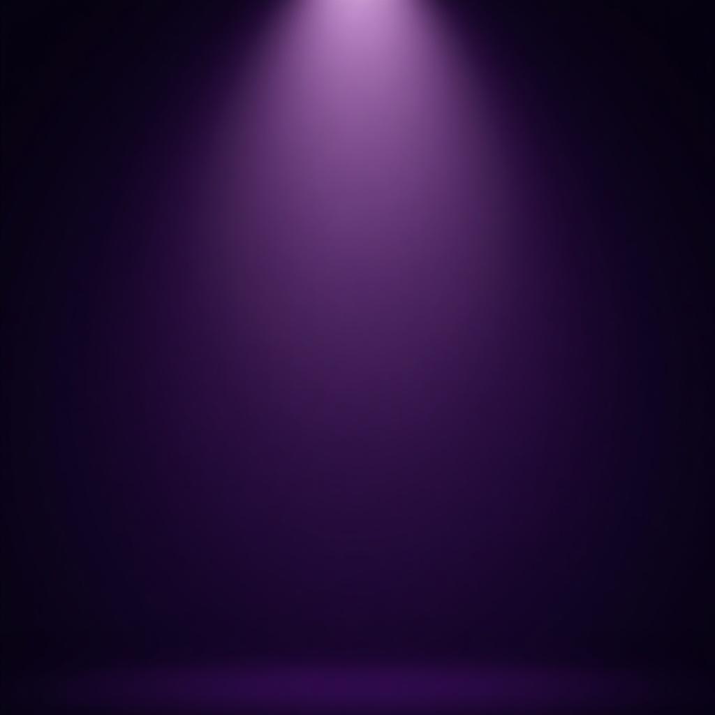 Dark purple background with soft mood lighting. Lighting transitions through radial gradients. Central area illuminated brightly. Overall mood is deep and contemplative. Design element for digital or print media.