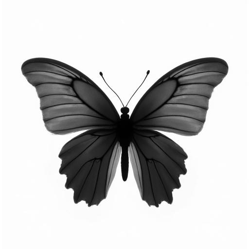 Black translucent butterfly made of smoke on a white background