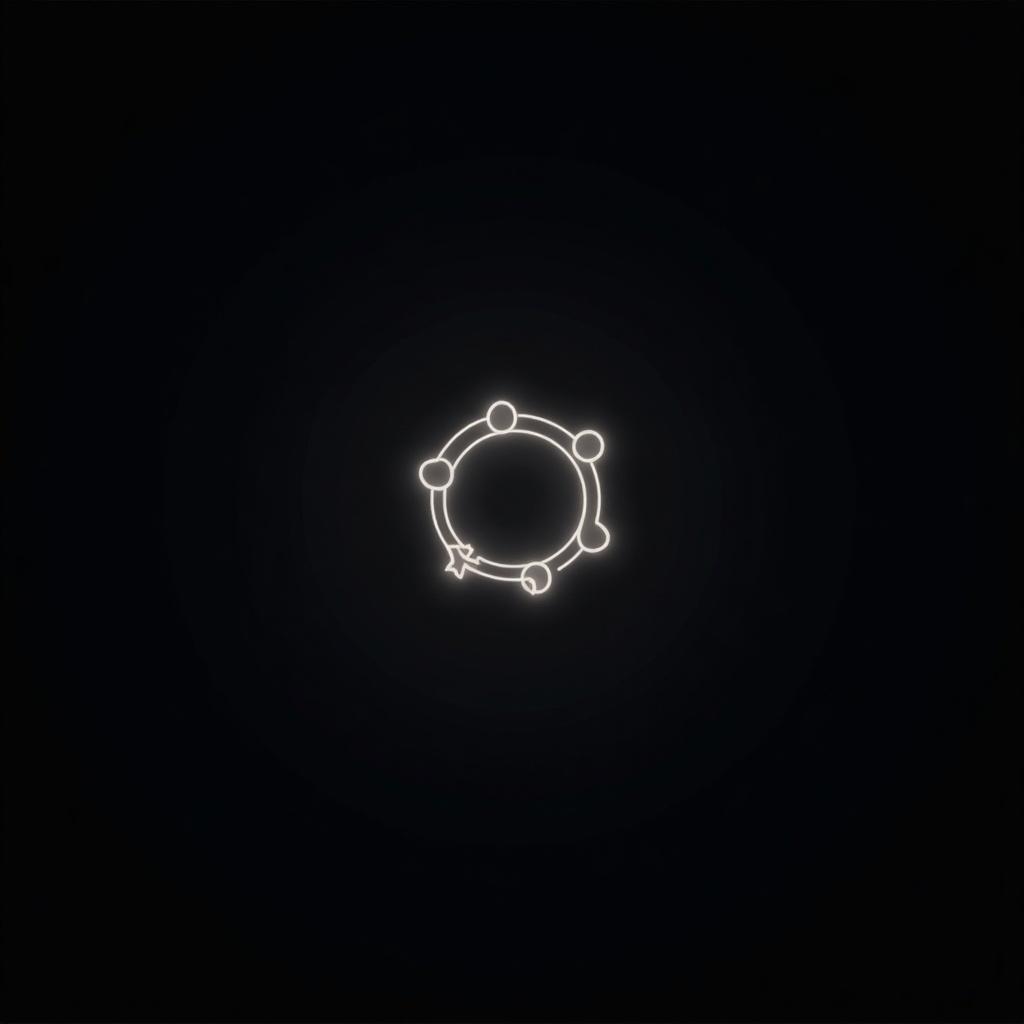 Image of a modern logo with geometric diagrams arranged in a circle against a dark background. Features minimalist design elements and a subtle glow effect.