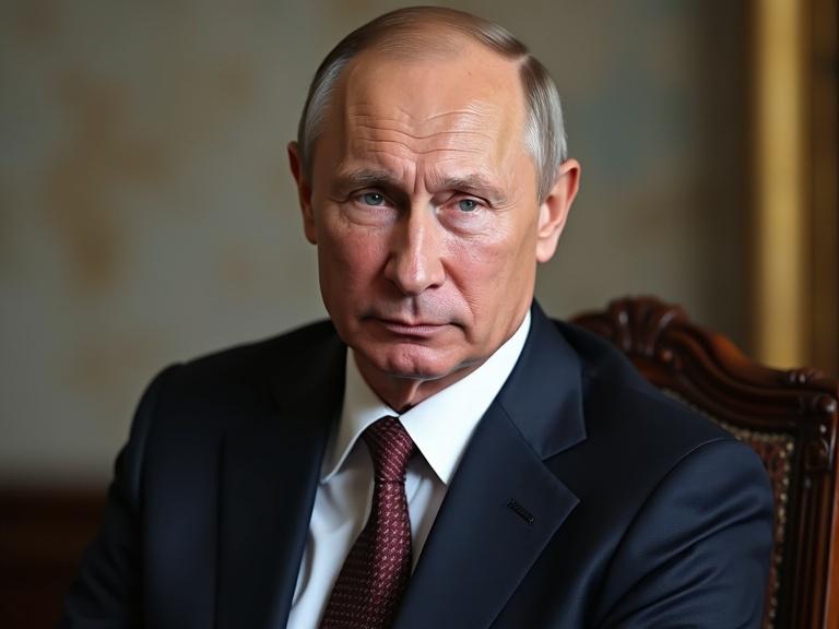 Portrait of a serious male leader in formal attire. Sitting in an elegant setting. Focus on the expression and demeanor.