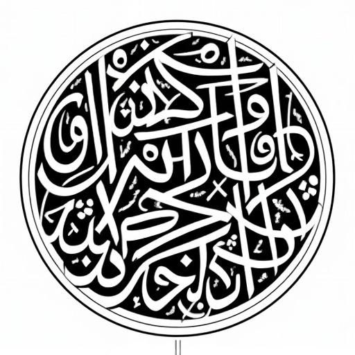 Circular Arabic calligraphy design features intricate lettering. Design centers on the name tsadik. Black and white color scheme used for artwork.