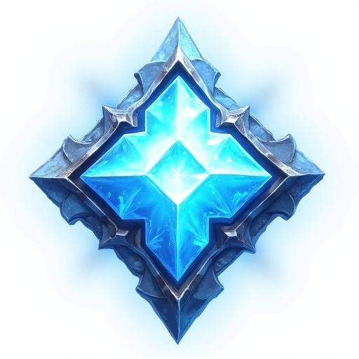 Ice crystal belt design with a central glowing blue crystal. No background, transparency included. Edgy and suitable for ARPG games.