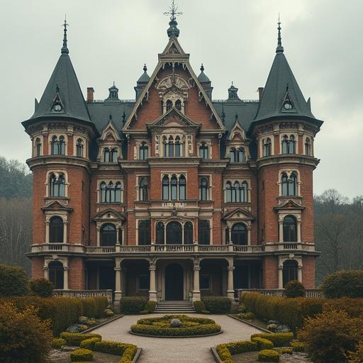 Massive hotel built in 1904. Unique architectural design with many towers and ornate details. Set in a landscaped garden.