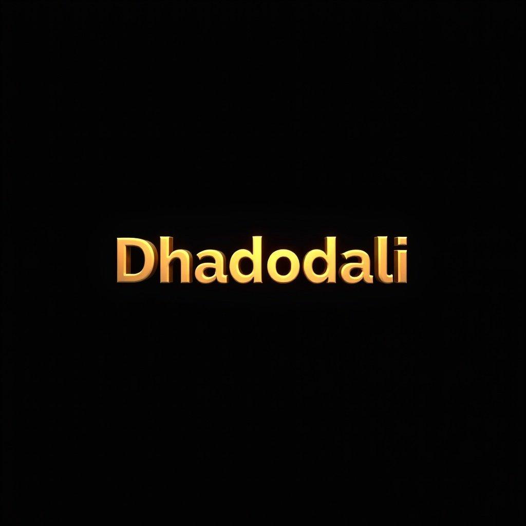 Gold 3D lowercase text 'Dhadodali' on a black background.