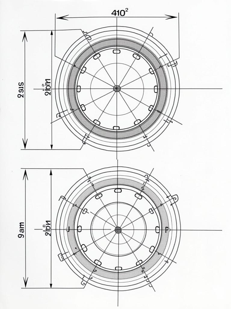 Engineering drawing highlights orthographic views detailing seawater intake screen. Dimensions shown in metric units emphasizing geometric features including circles and angles. Notations for radii and diameters are included. Contains a section for isometric sketch. Provides precise measurements crucial for manufacturing.