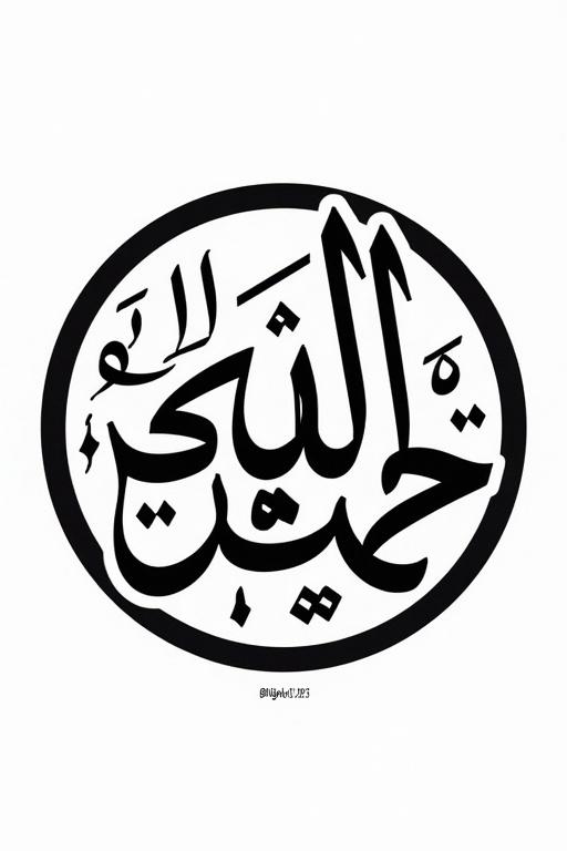 Circular Arabic calligraphy design featuring the name بيت الفتوح السائقين. Black and white design with intricate lettering.