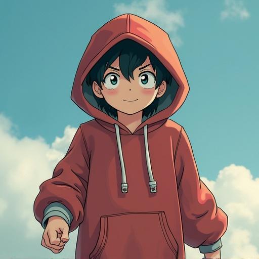 Studio Ghibli style tech person in a hoodie with sleeves rolled up preparing to leap energetically into uncertainty