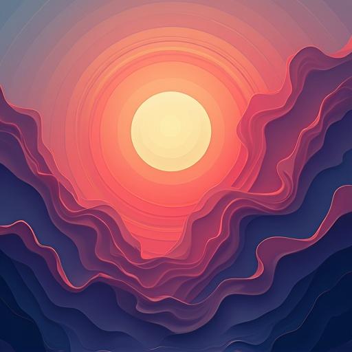 abstract background image with layered colors and a sun