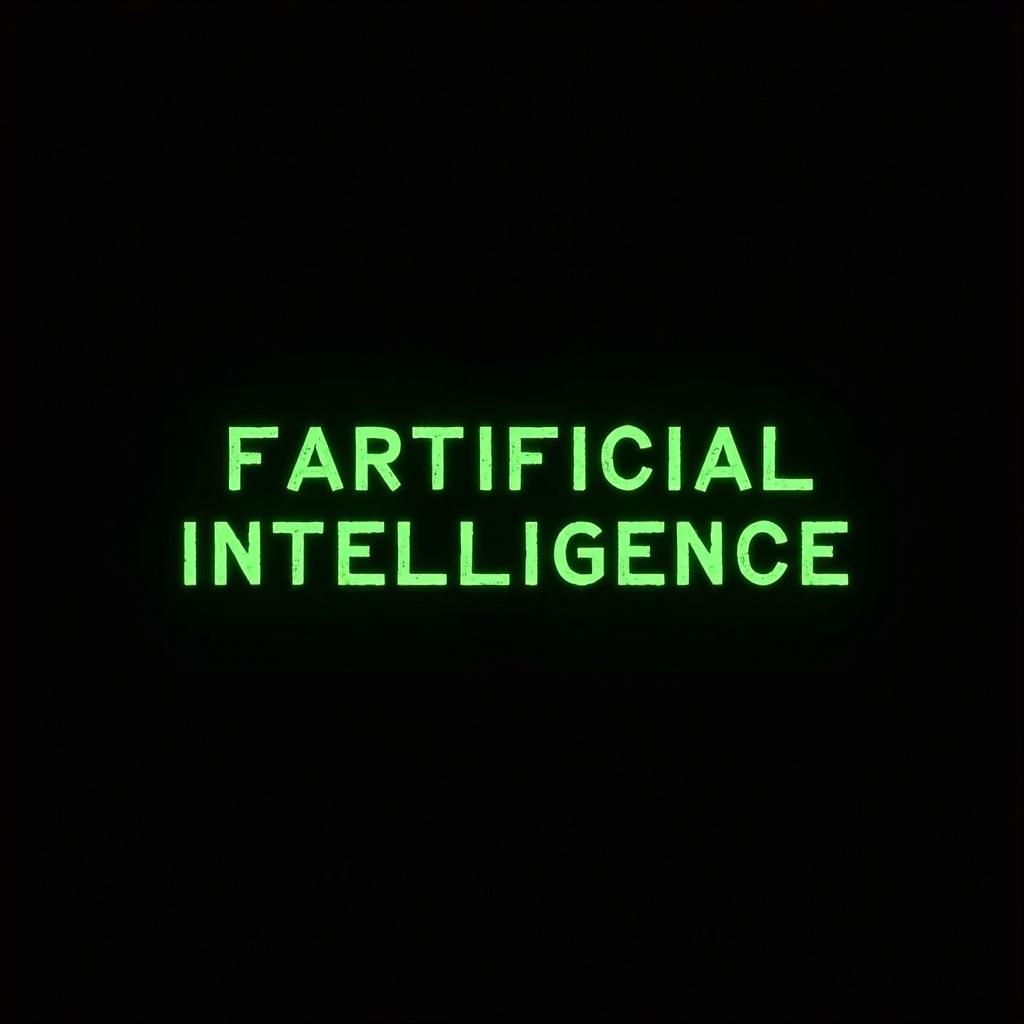 Text saying Fartificial Intelligence on a black background with green lettering resembling a matrix style.