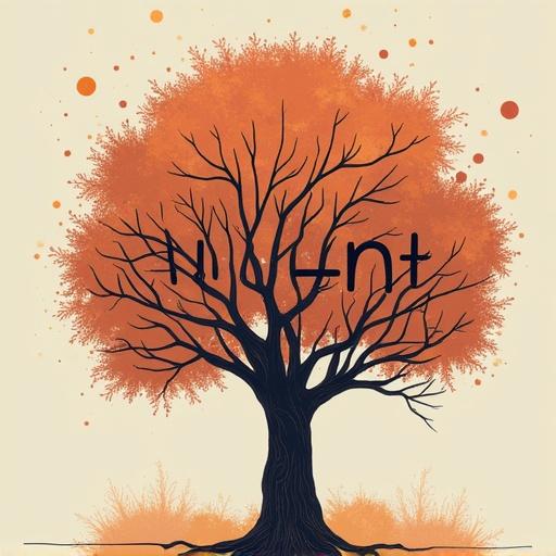 Generate image of a tree symbolizing the word reticent. Use modern design. Integrate the word 'Reticent' prominently. Aim for educational purposes, with a clean and engaging style.
