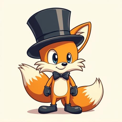 Draw a cartoon fox character wearing a bowler hat. No background or other clothing.