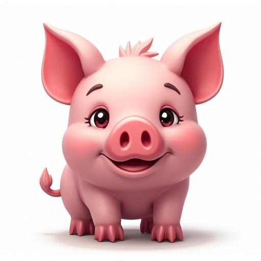 Cute cartoon pig character designed as a pet asset for ARPG style games. Character has a friendly expression and is presented on a transparent background without any additional elements.