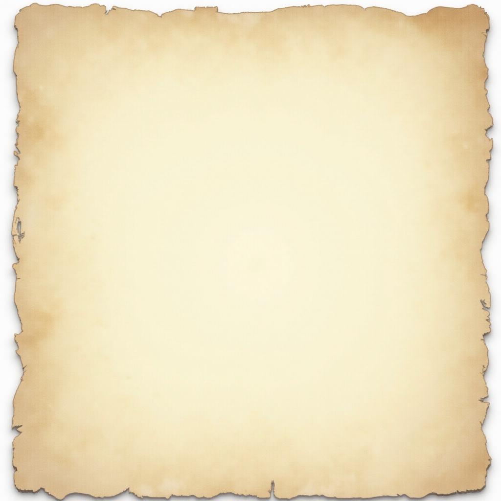 The image showcases a blank, textured, aged parchment with irregular edges. It features soft, warm tones of beige and cream, giving it an antique appearance. The surface has subtle variations in texture that evoke a sense of history and craftsmanship. The lighting is soft, creating a gentle backdrop that is visually appealing. This parchment can be used for various creative projects, including stationery and graphic design backgrounds.