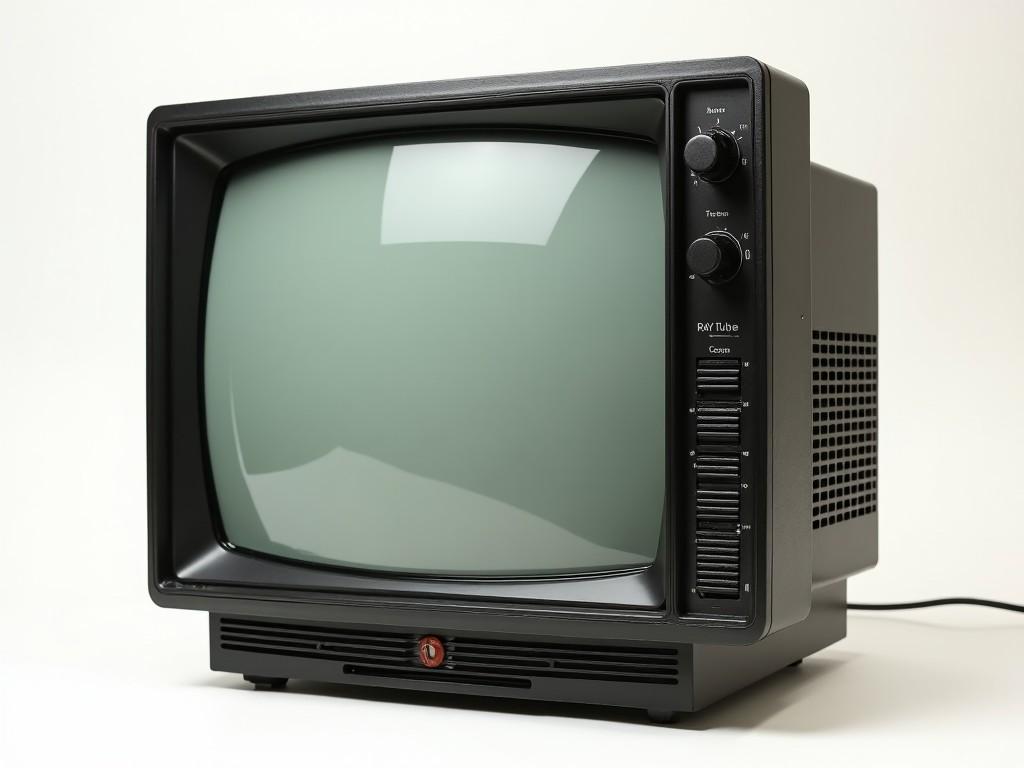 A vintage CRT television set with knobs on the side