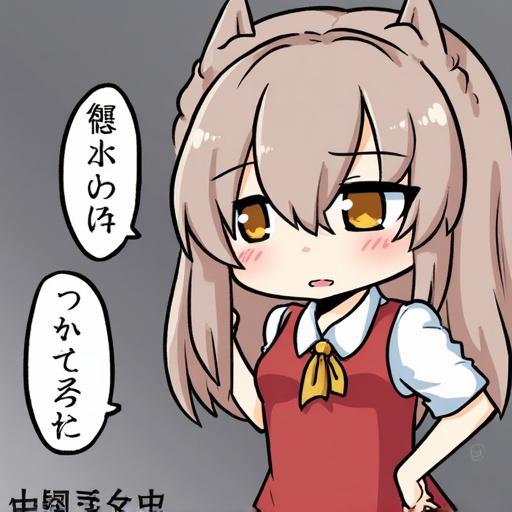 Anime-style character with animal ears showing a cute expression in a modern outfit