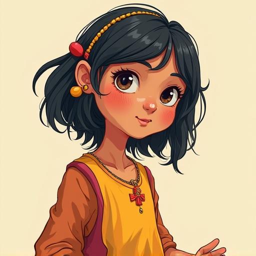 Cartoon-style illustration of a child with a cheerful expression holding a Bible. The character has short hair and is dressed in a colorful outfit. The background is simple and enhances the vibrant colors.