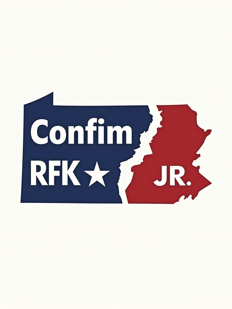 Pennsylvania state outline features bold text. Text reads Confirm RFK JR. Design includes American red white blue colors.