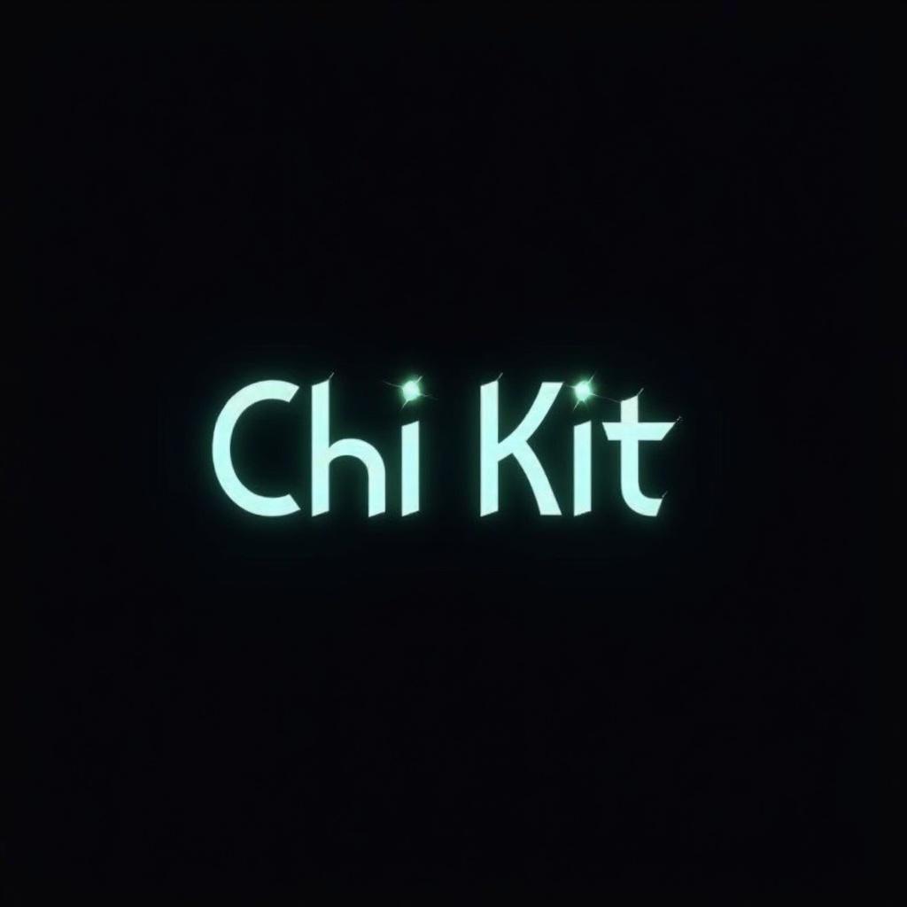 Sleek modern text-based logo design featuring Chi Kit. Typography is bold and minimal. Subtle letter customization included. Background is deep black or dark gray. Glowing neon blue cyber green or sleek white text creates an elegant professional feel.