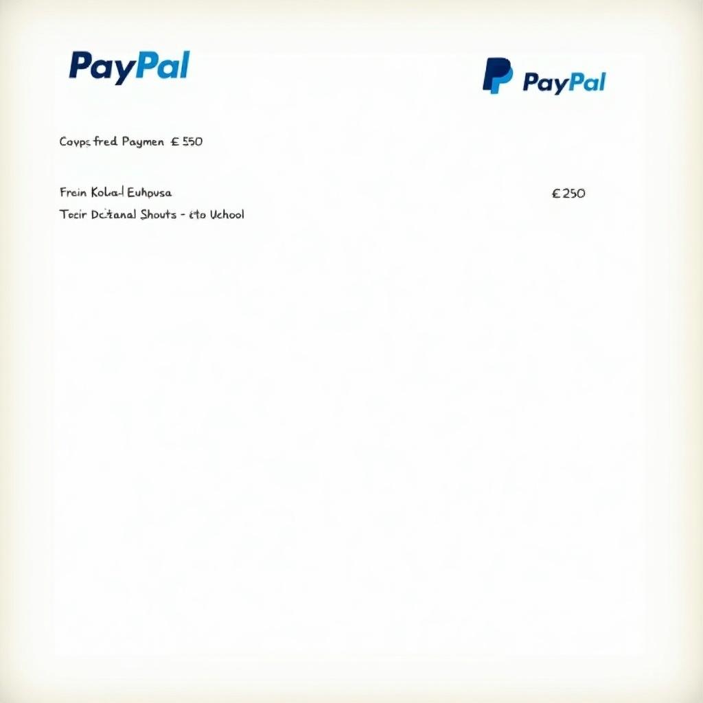 This image shows a proof of payment from PayPal. It includes a transaction of £250 to Faith Kola-Olusa. The design is standard for PayPal with clear text.