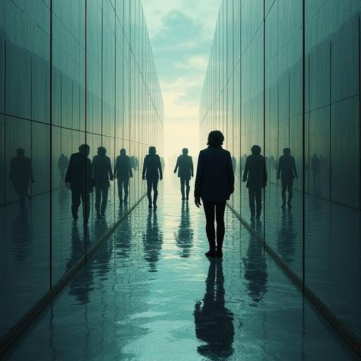 Surreal mirror maze setups create reflections. Characters appear consistent across diverse game environments. Ethereal and dream-like atmosphere evoke feelings of mystery. Mirrors distort and multiply images. Players navigate through a mesmerizing labyrinth. Soft colors enhance surreal experience. Characters reflect in infinite perspectives within the maze.