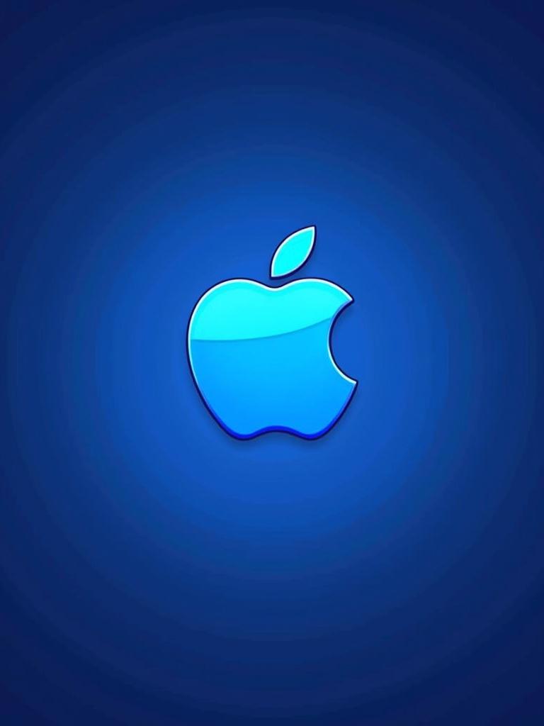 Apple logo presented in a blue color scheme with vector graphics. Simple and modern appearance.