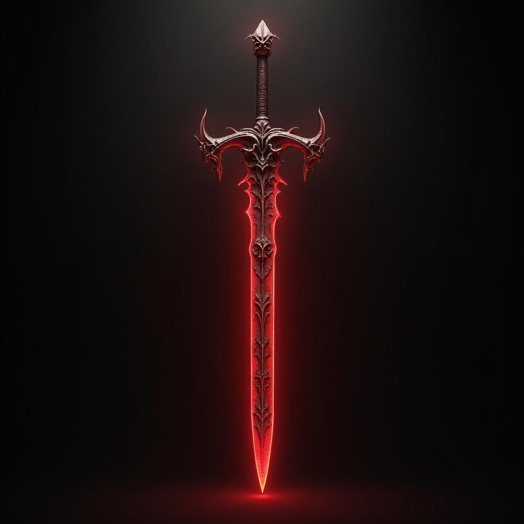 Long dual-headed sword with tortured faces along the blade. The blade has a red glow.