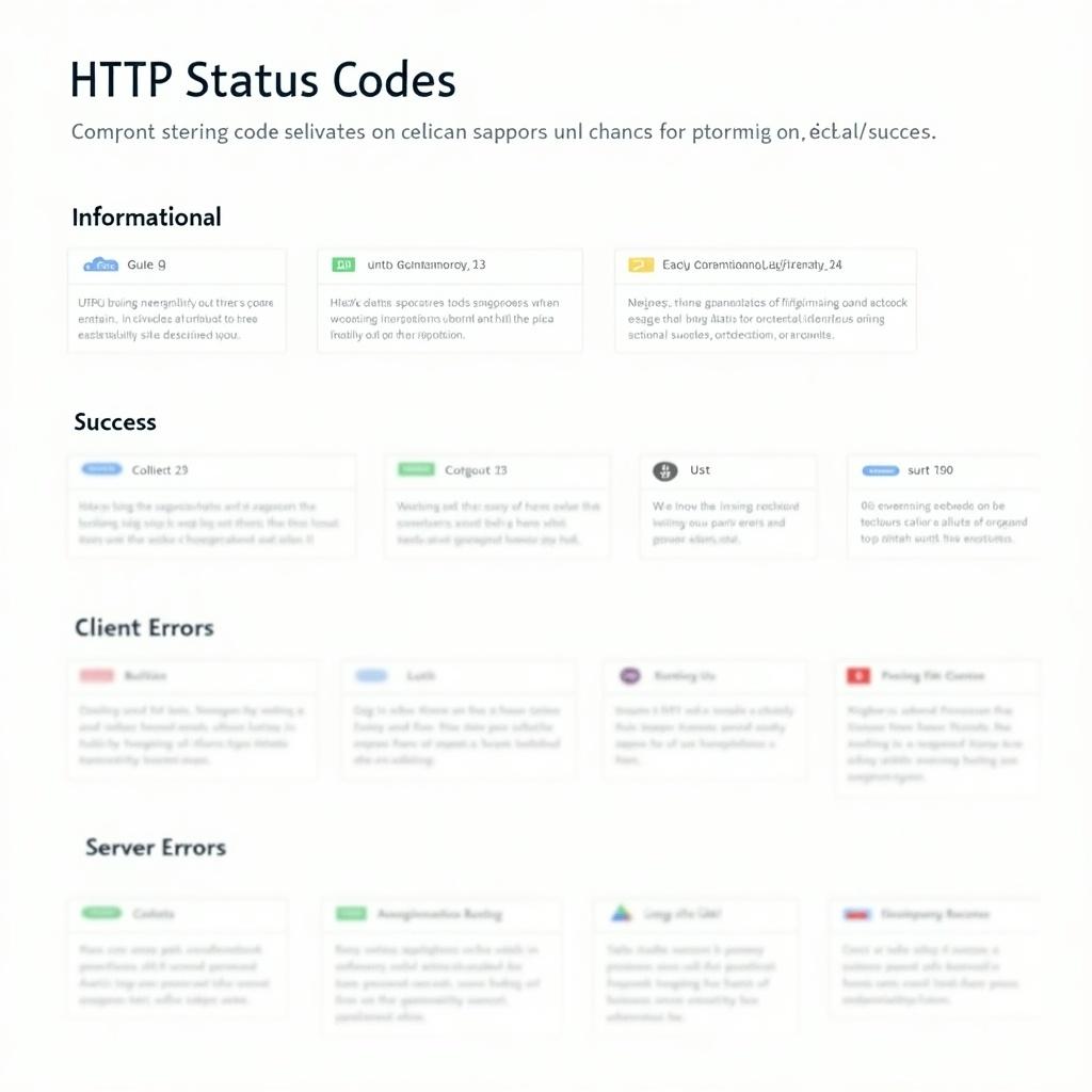 This image is an informative reference displaying an extended list of HTTP status codes used in web communications. The list is organized into categories: Informational, Success, Redirection, Client Errors, and Server Errors. Each category includes specific codes along with concise descriptions of their meanings. This serves as a quick guide for developers and web professionals to understand how to diagnose issues encountered during web requests. Understanding these codes helps in troubleshooting and optimizing web interactions effectively.