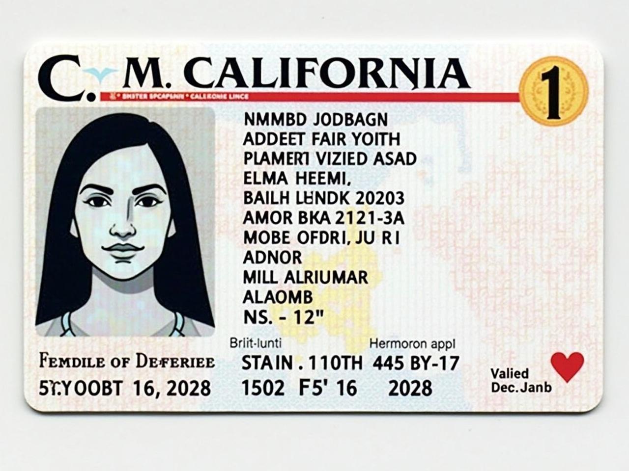 This is a California driver license featuring personal identification details. The license includes the individual's name, address, date of birth, and some physical characteristics. Notably, it shows that the holder is female with black hair and black eyes, standing 5 feet 11 inches tall, and weighing 152 pounds. The license has various security features including a holographic image and intricate designs. It is valid until October 16, 2028, with a date of issue noted as December 15, 2023. The layout is standard for U.S. driver licenses, including a series of printed text and symbols.