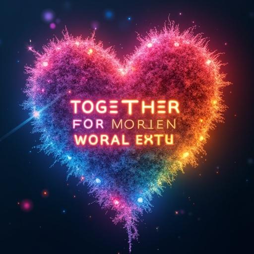 Poster featuring vibrant heart graphic with text for a film. Includes rainbow text. Elements of trans and pride flags with gender symbols. Hyperealistic style in photography.