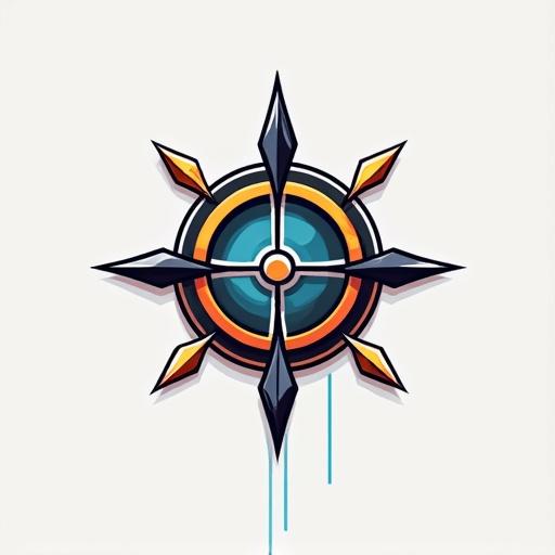 Modern logo design. Represents gaming competitive spirit. Features crosshair and coin symbols. Evokes thrill of victory and financial gain. Clean lines and minimal colors. Simple background.