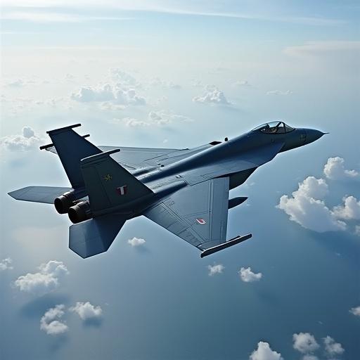 F-14 Tomcat fighter jet flying in the sky amid clouds.