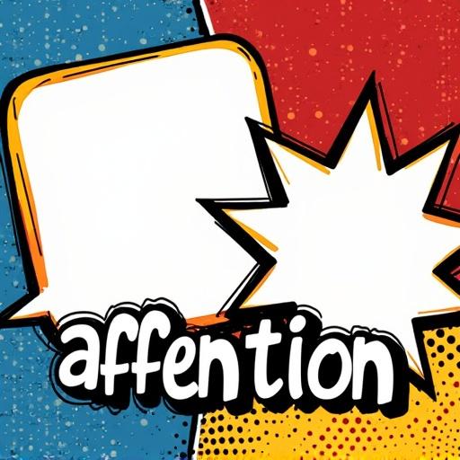 A collage with pet-themed design in pop-art style. Includes two blank cutout areas for photos. One is a comic speech bubble shape on the left. The other is a starburst explosion style in the top-right corner. Background has bright primary colors with halftone patterns. Thick black outlines surrounding elements. Features the word 'affection' in pop-art font. No placeholder photos inside.
