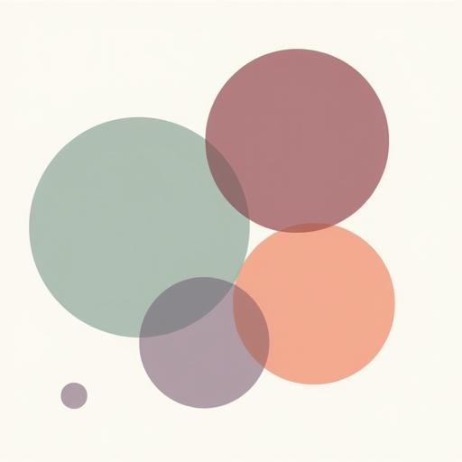 Simple illustration of tightly-packed solid circles. Three or five circles merge together creating a single blob. Use muted and soft colors for a modern look.