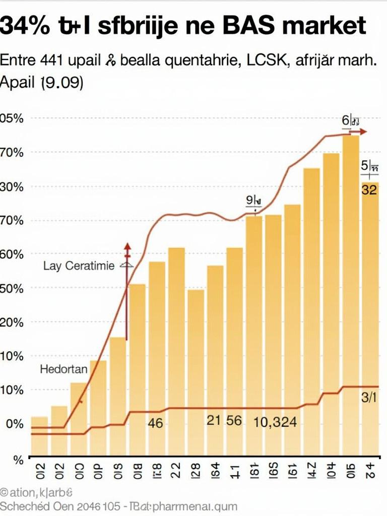 Bar chart showing discounts at BAS market. 34% discount highlighted. Various percentages displayed from different time periods. Data presented clearly. Relevant to retail market trends.