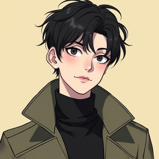 Anime character portrait of Sang Baek from Lookism with stylish hair and an elegant outfit.