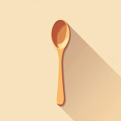 Vector illustration of a spoon with clean lines. The spoon is centered in the composition. Solid colors are used with a modern minimalist style. The background is a contrasting color, and there are no outlines or shadows.