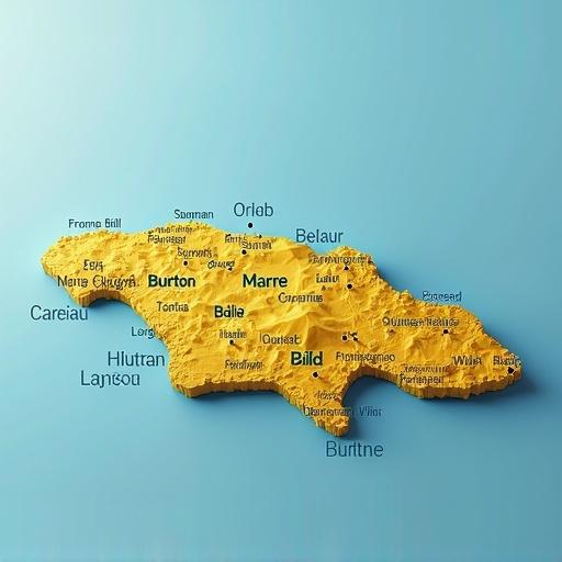 3D map of Jamaica featuring detailed streets cities and countrysides
