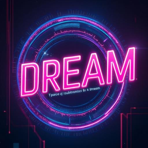 A neon tech album cover featuring the text DJ Subtronixx For A Dream. Bright neon lights in a circular design with a futuristic look.