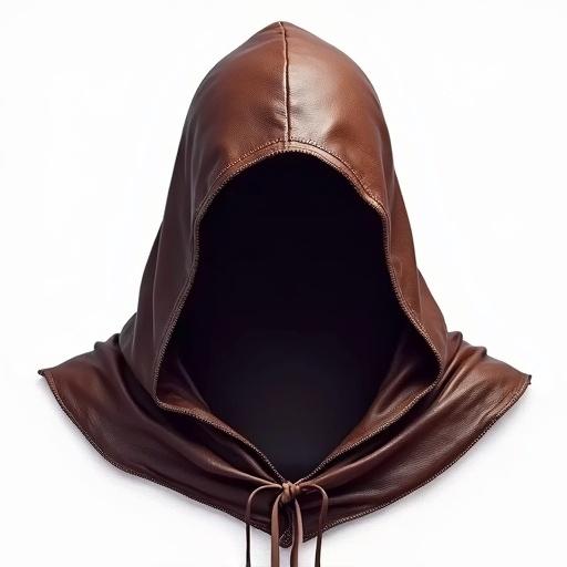 Leather hood designed for ARPG style asset with no background and transparent background.