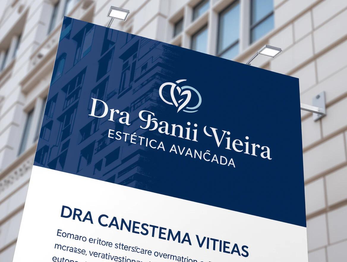 Logo features elegant typography for a modern aesthetics clinic. Name displayed prominently with a stylish logo. Blue and white color scheme is used for professionalism.